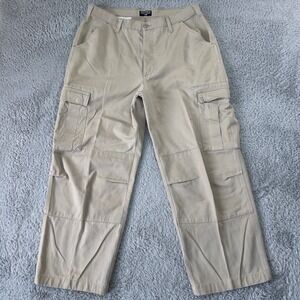 Vintage Y2K Polo Jeans Ralph Lauren Khaki Wide Leg Freighter Cargo Pants 36x29